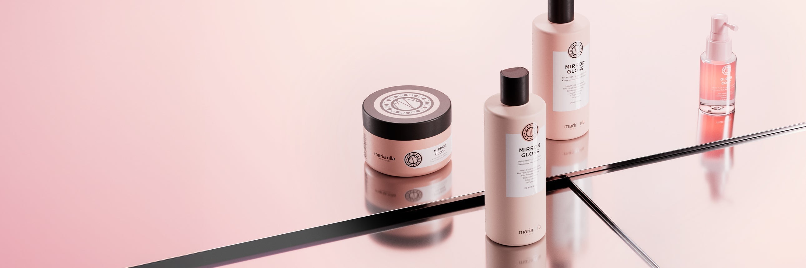 Maria Nila Mirror Gloss - high shine haarverzorgingslijn met shampoo, conditioner, masker en gloss coat