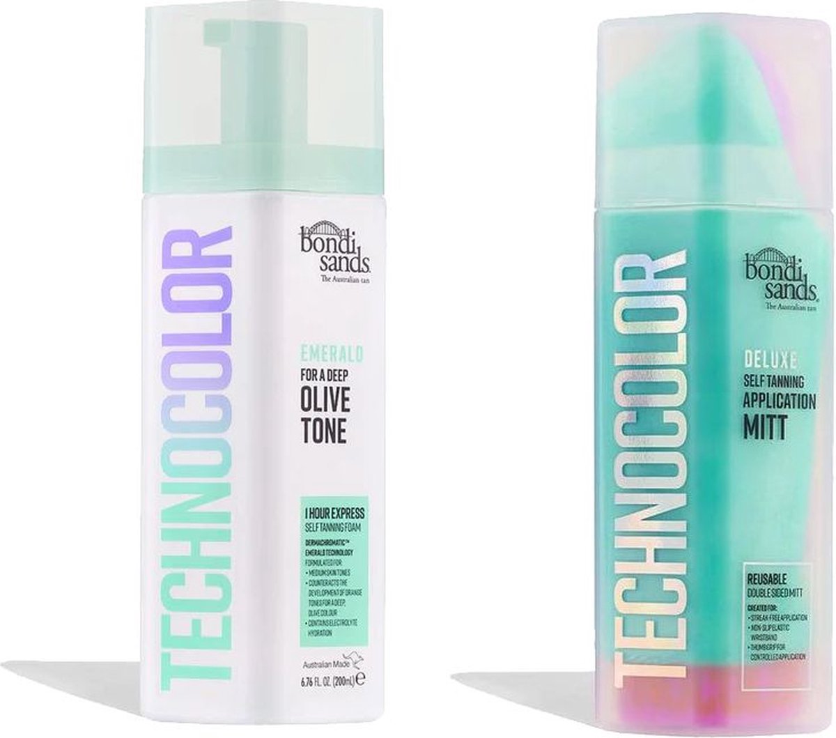 Bondi Sands Technocolor Mousse Autobronzante Express 1 Heure - Émeraude - 200 ml + Gant d'Application Technocolor