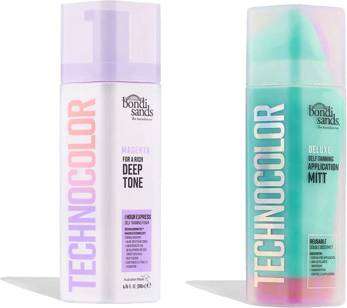 Bondi Sands Technocolor Mousse Autobronzante Express 1 Heure - Magenta - 200 ml + Gant d'Application Technocolor