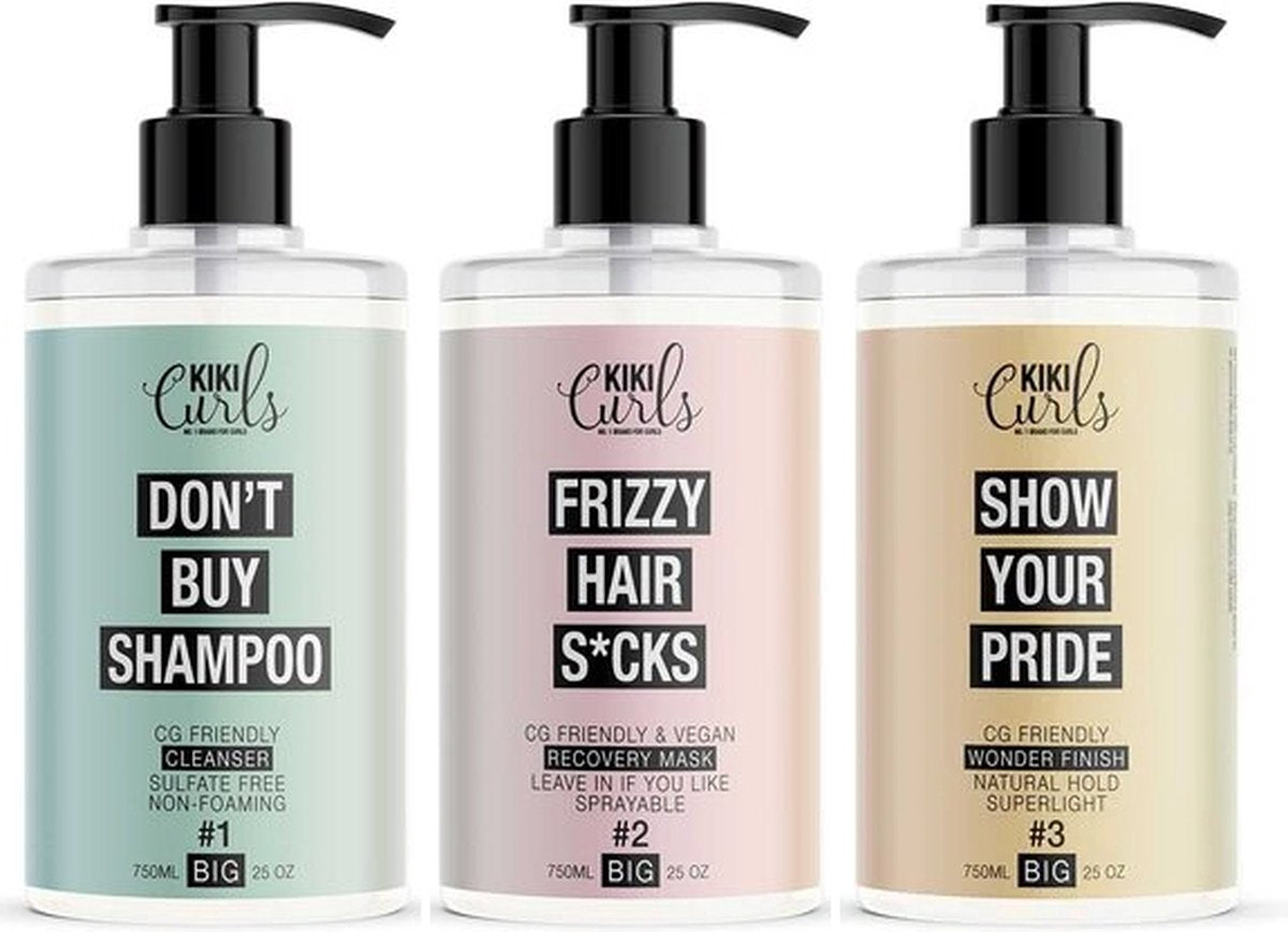 KIKI Curls Combi set BIG (#1 Nettoyant, #2 Masque, #3 Wonder finish) - 3x 750ml