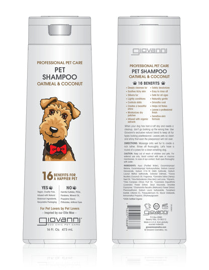 Giovanni Cosmetics - Shampoing professionnel pour animaux de compagnie - Avoine et noix de coco - 473 ml