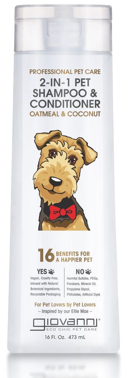 Giovanni Cosmetics - Shampoing et revitalisant professionnel 2 en 1 pour animaux de compagnie - Avoine et noix de coco - 473 ml