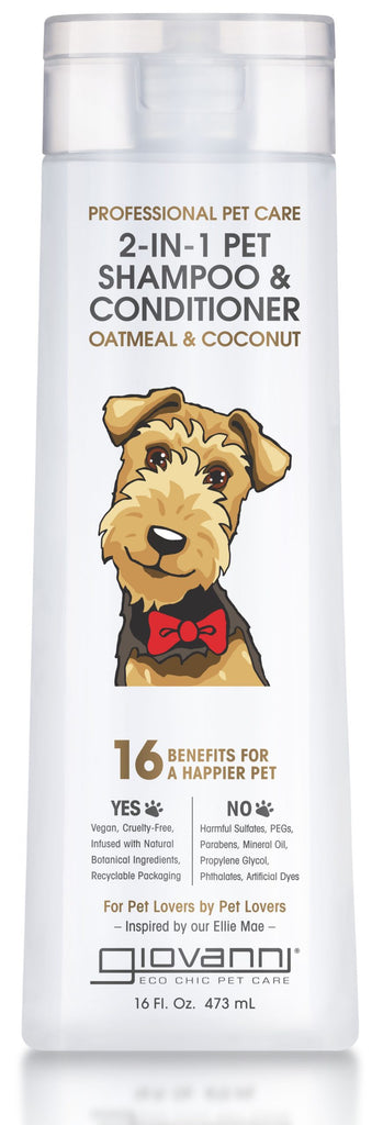 Shampooing et revitalisant 2 en 1 pour animaux de compagnie GC-Professional - Avoine et noix de coco - 473 ml