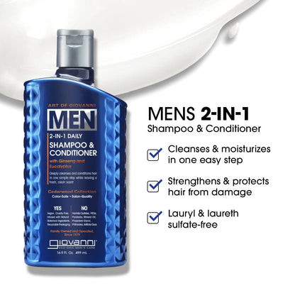 Giovanni Cosmetics - Shampoing et revitalisant quotidien 2 en 1 pour hommes 499 ml