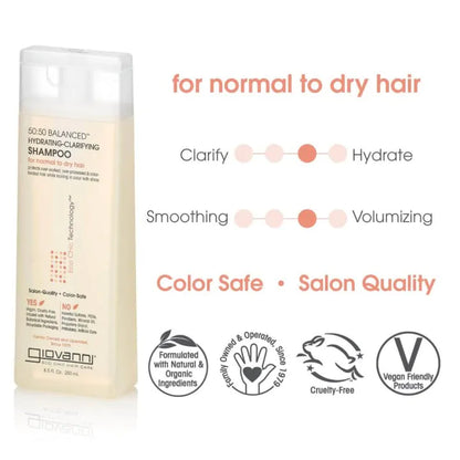 Giovanni Cosmetics - Shampooing Hydratant-Clarifiant Équilibré 50/50