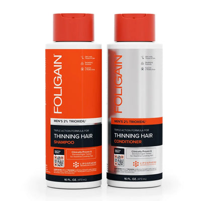 FOLIGAIN Coffret de soins capillaires Homme - Shampoing + Après-shampooing - (2x 473 ml)