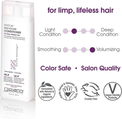 Giovanni Cosmetics - Coffret de soins capillaires Root 66 - Shampoing et revitalisant pour cheveux mous, fins et sans vie