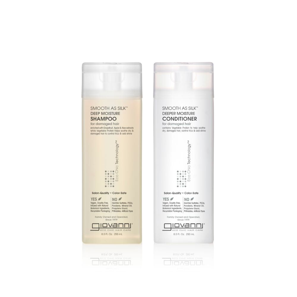 Giovanni Cosmetics - Smooth as Silk Hair Care Set - Shampoing et après-shampooing pour cheveux abîmés