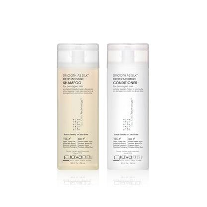 Giovanni Cosmetics - Smooth as Silk Hair Care Set - Shampoing et après-shampooing pour cheveux abîmés