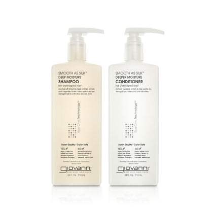 Giovanni Cosmetics - Smooth as Silk Hair Care Set - Shampoing et après-shampooing pour cheveux abîmés