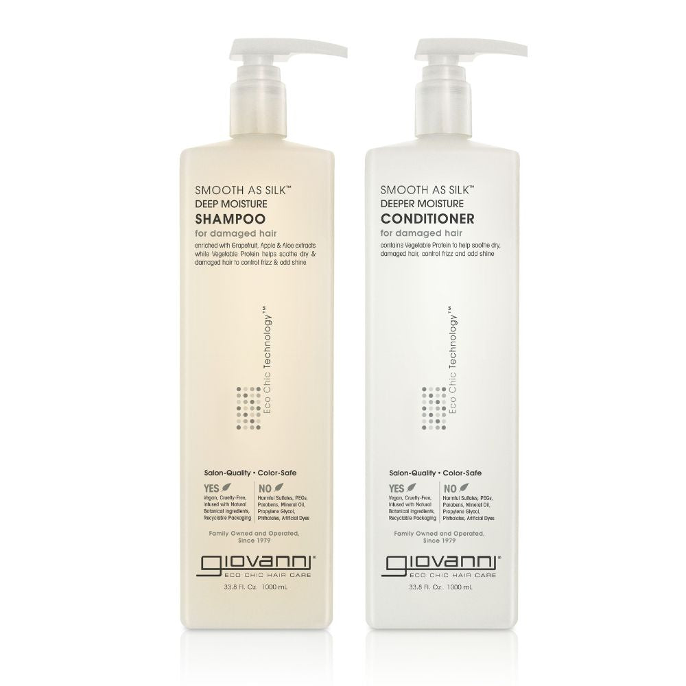 Giovanni Cosmetics - Smooth as Silk Hair Care Set - Shampoing et après-shampooing pour cheveux abîmés