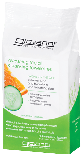 Giovanni Cosmetics - Lingettes nettoyantes pour le visage aux extraits d'agrumes et de concombre (rafraîchissantes) 30 pièces