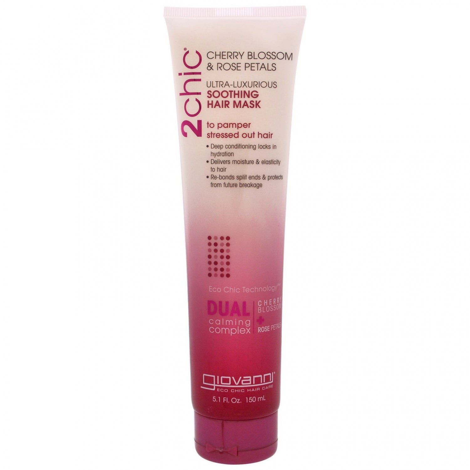 Giovanni Cosmetics - 2chic® - Masque capillaire apaisant ultra luxueux à la fleur de cerisier et aux pétales de rose 150 ml
